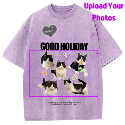 Pet Funny Customization Unisex Fit Washed Oversized T-Shirt