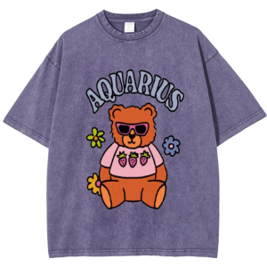 Snowflake Vintage Aquarius Bear Cotton T-Shirt