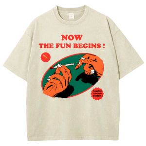 Now The Fun Begins  Snowflake Vintage Cotton T-Shirt