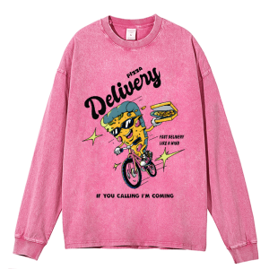Pizza Deliueiy Heavy Duty Vintage Washed Sweatshirt