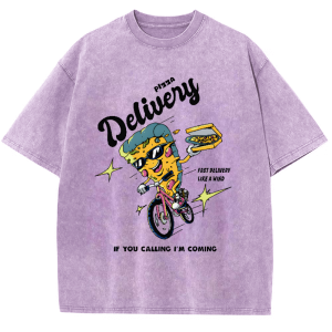 Pizza Deliueiy Snowflake Vintage Cotton T-Shirt