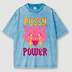 Spring And Summer Children's Pussy Power Washed Cotton T-Shirt