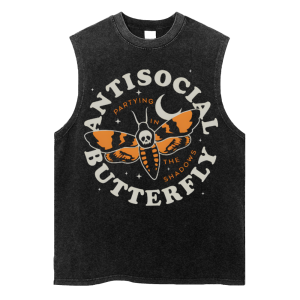 Antisocial Butterfly American Style Washed Retro Old Fried Snowflake Vest