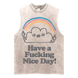 Have A Fucking Nice Day American Style Washed Retro Old Fried Snowflake Vest