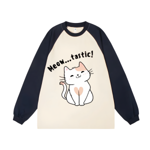 Meow Tastic Unisex Personalized Customization Cotton Raglan Sweatshirt