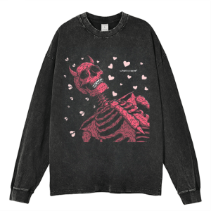 Heavy Duty Vintage Love Skull Washed Sweatshirt