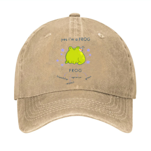 Yes I'm A Frog Unisex Vintage Fashion Casual Washed Cap
