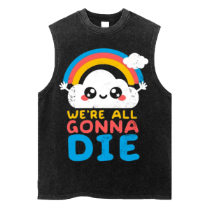 We're All Gonna Die American Style Washed Retro Old Fried Snowflake Vest