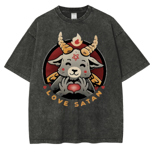Love Satan Snowflake Vintage Cotton T-Shirt