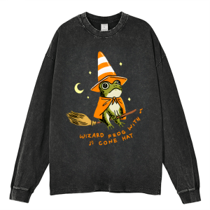 Wizard Frog With Cone Hat Heavy Duty Vintage Washed Sweatshirt