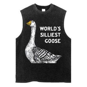 World's Silliest Goose American Style Washed Retro Old Fried Snowflake Vest