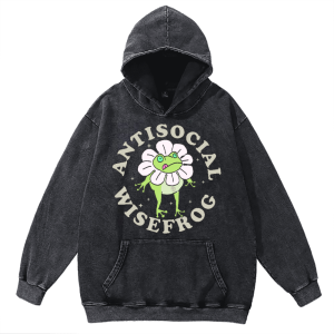 Wise Frog Unisex Casual Washed Hoodies