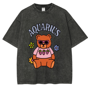 Snowflake Vintage Aquarius Bear Cotton T-Shirt