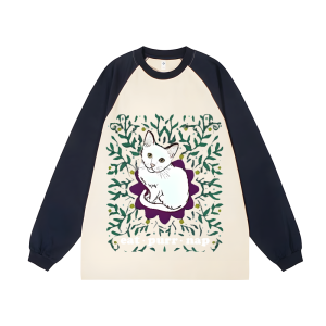 Cat In Grass Unisex Personalized Customization Cotton Raglan Sweatshirt