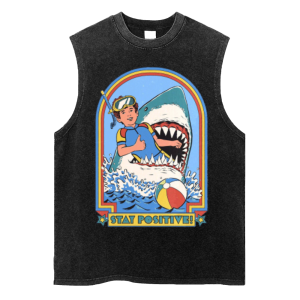 Stay Positive American Style Washed Retro Old Fried Snowflake Vest