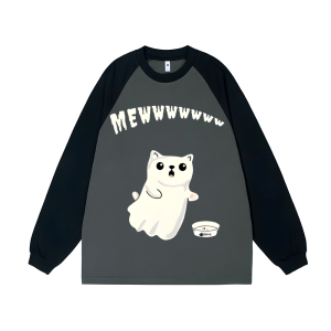 Cute Cat Unisex Personalized Customization Cotton Raglan Sweatshirt