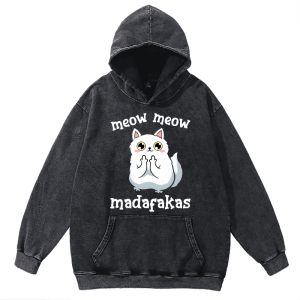 Meow Meow Madafakas Unisex Casual Washed Hoodies