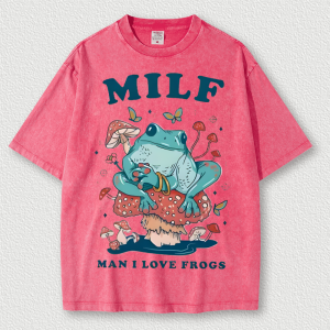 Spring And Summer Children's I Love Frog Washed Cotton T-Shirt