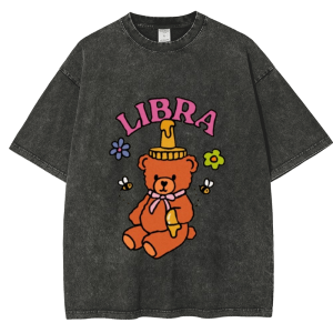 Snowflake Vintage Libra Bear Cotton T-Shirt