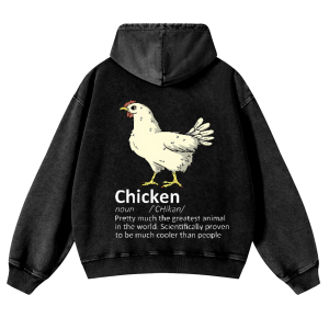 Chicken Personalization Customized Unisex Casual Washed Hoodies