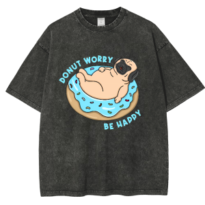 Donut Worry Be Happy Snowflake Vintage Cotton T-Shirt