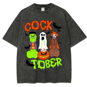 Cock Tober Snowflake Vintage Cotton T-Shirt