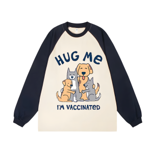 Hugging Dog Unisex Personalized Customization Cotton Raglan Sweatshirt