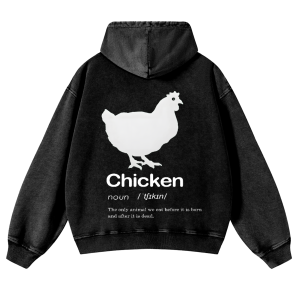 Chicken Noun Definition Personalization Customized Unisex Casual Washed Hoodies