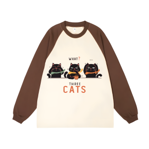 Three Cats and Coffee Unisex Personalized Customization Cotton Raglan Sweatshirt