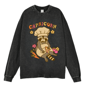 Heavy Duty Vintage Capricorn Raccoon Washed Sweatshirt