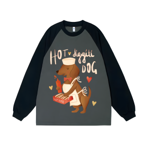 Hot Dog Unisex Personalized Customization Cotton Raglan Sweatshirt