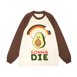 Cute Avocado Unisex Personalized Customization Cotton Raglan Sweatshirt