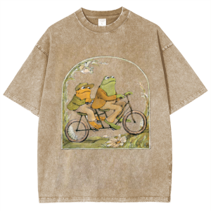 Snowflake Vintage Bike Frogs Cotton T-Shirt
