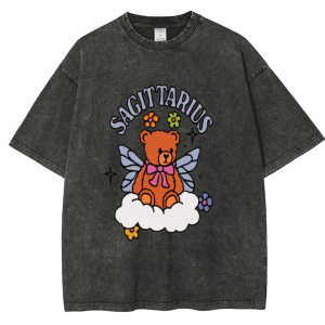 Snowflake Vintage Sagittarius Bear Cotton T-Shirt