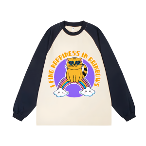 I Find Happiness In Rainbows Unisex Personalized Customization Cotton Raglan Sweatshirt