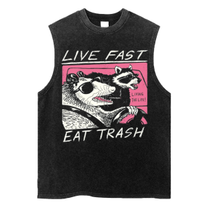 Live Fast American Style Washed Retro Old Fried Snowflake Vest